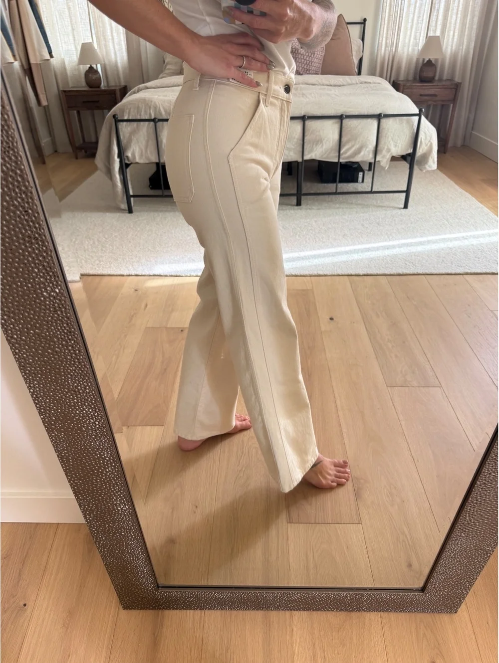 NWT J.Crew Slim-Wide High-Rise Jeans Size 25T Ecru Cream Semi-Stretch